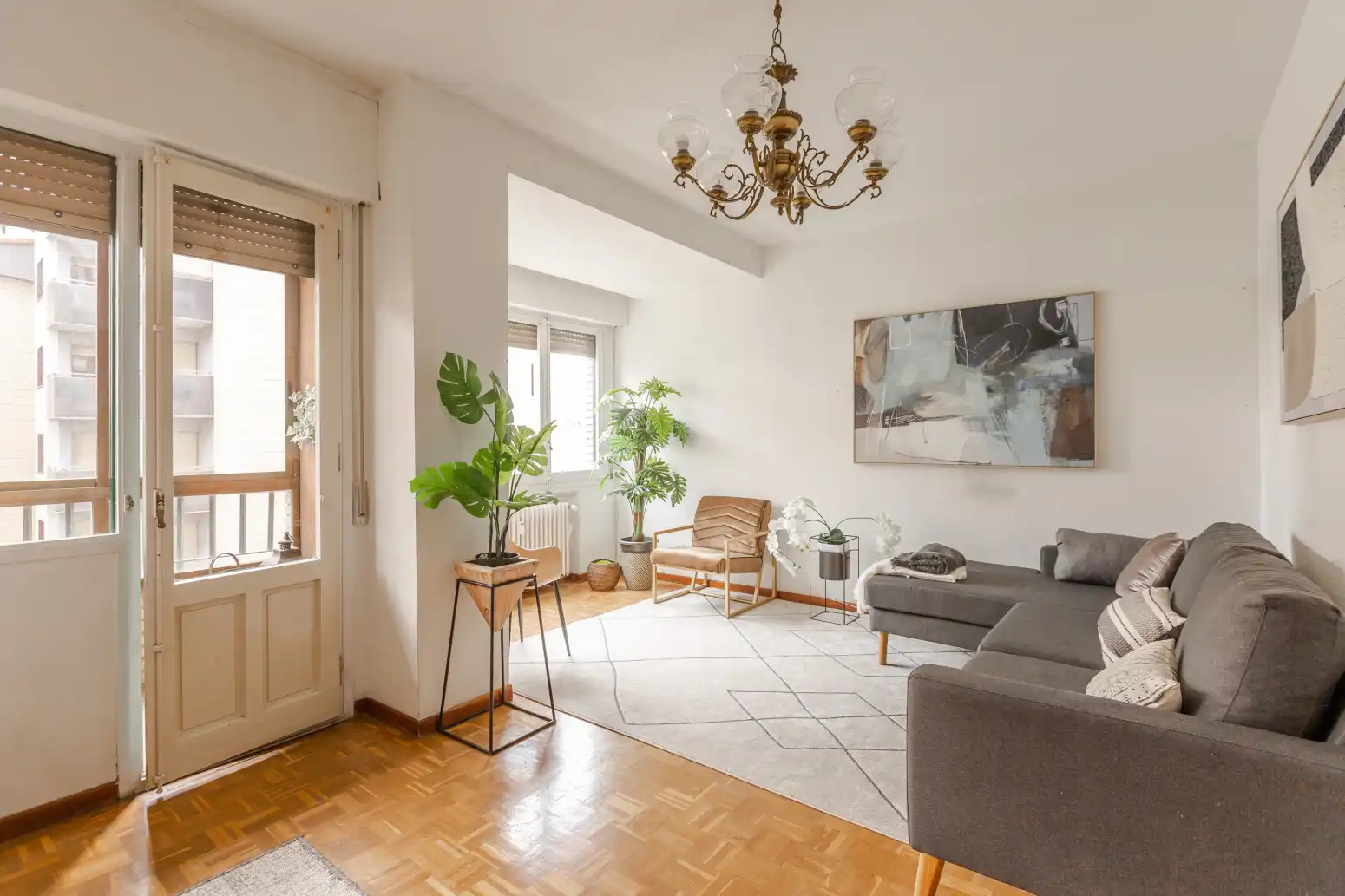 Sala de estar de Piso en venta en  Pamplona / Iruña con Calefacción, Parquet y Terraza