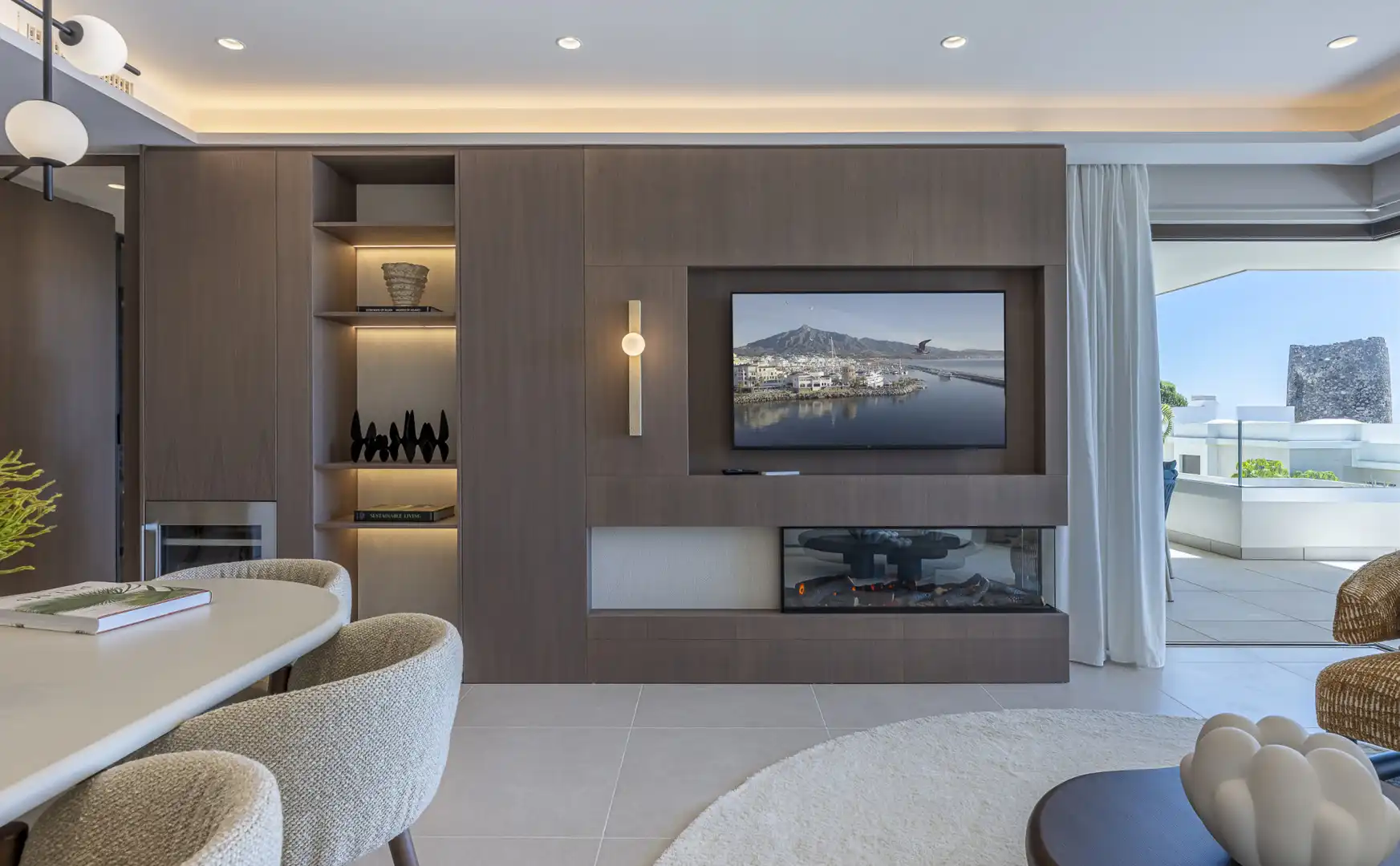 Wohnzimmer von Wohnungen zum Verkauf in Estepona mit Klimaanlage, Terrasse und Schwimmbad