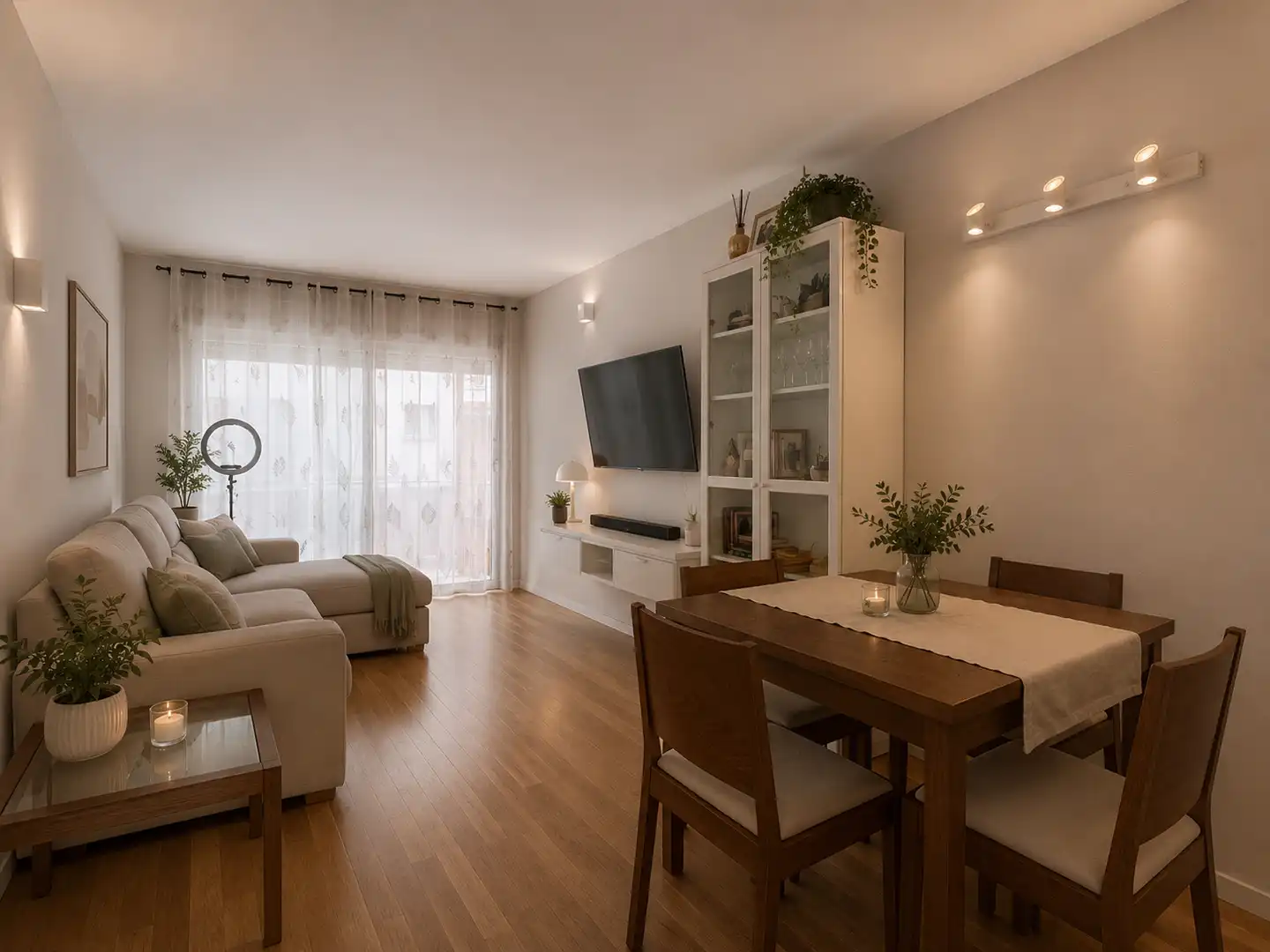 Sala de estar de Piso en venta en Santa Coloma de Gramenet con Calefacción, Parquet y Amueblado