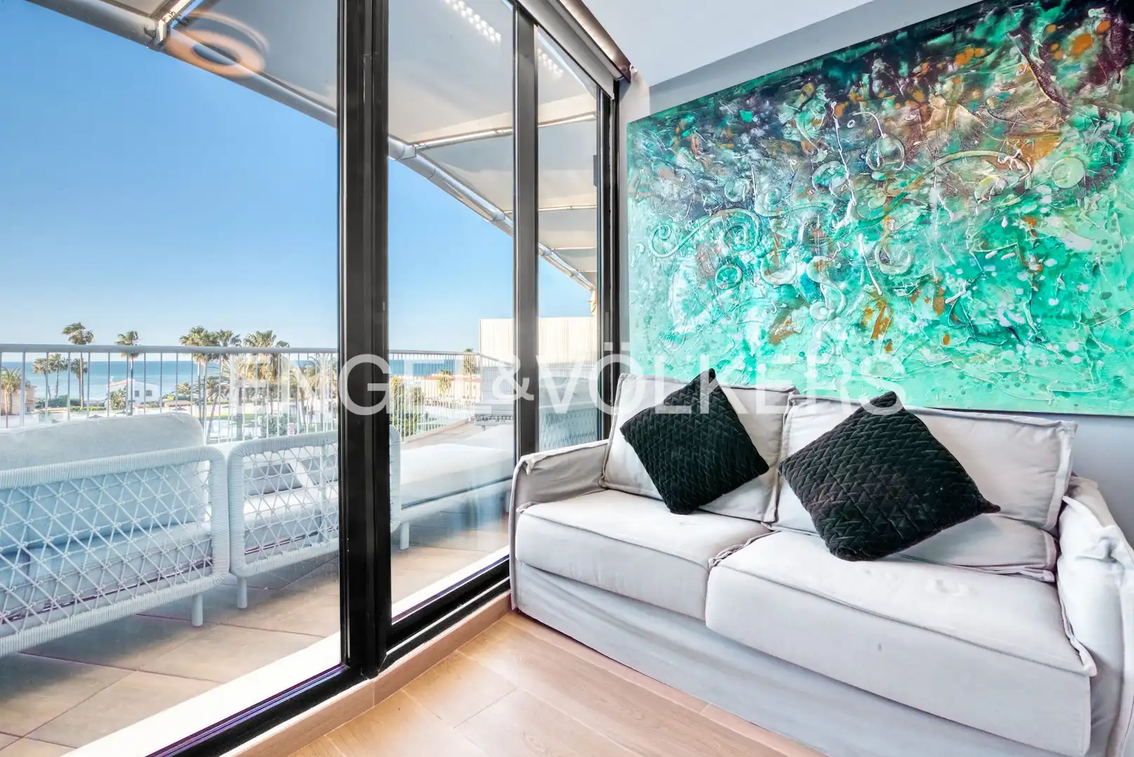 Sala de estar de Ático en venta en Dénia con Calefacción, Terraza y Piscina