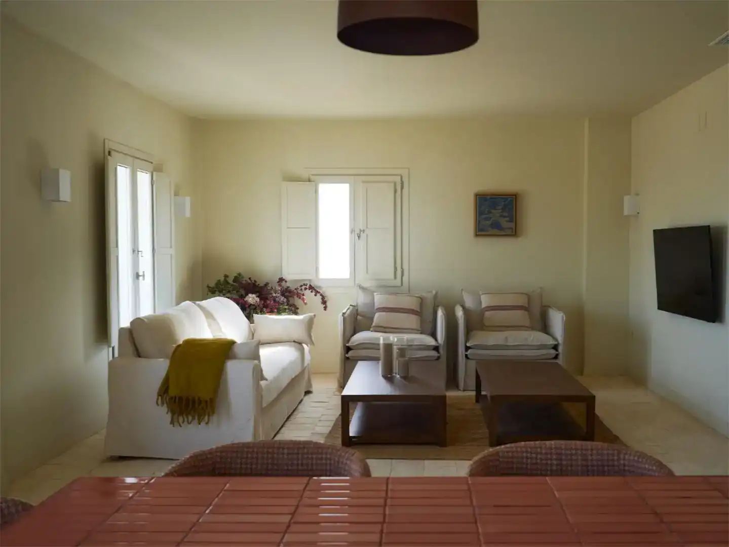 Wohnzimmer von Haus oder Chalet zur Miete in Almonte mit Klimaanlage, Privatgarten und Schwimmbad