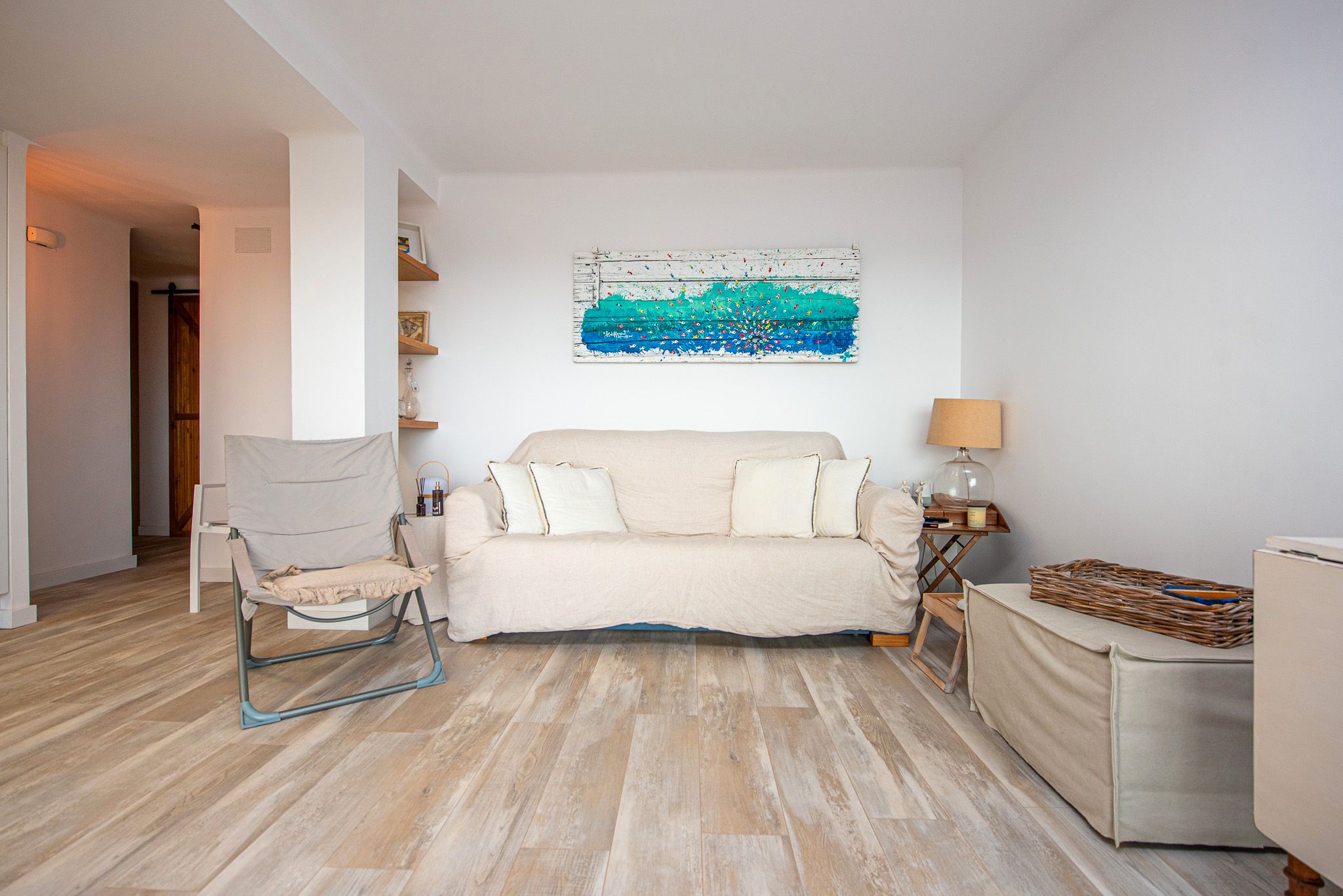 Sala d'estar de Apartament en venda en Sant Feliu de Guíxols amb Aire condicionat, Parquet i Terrassa