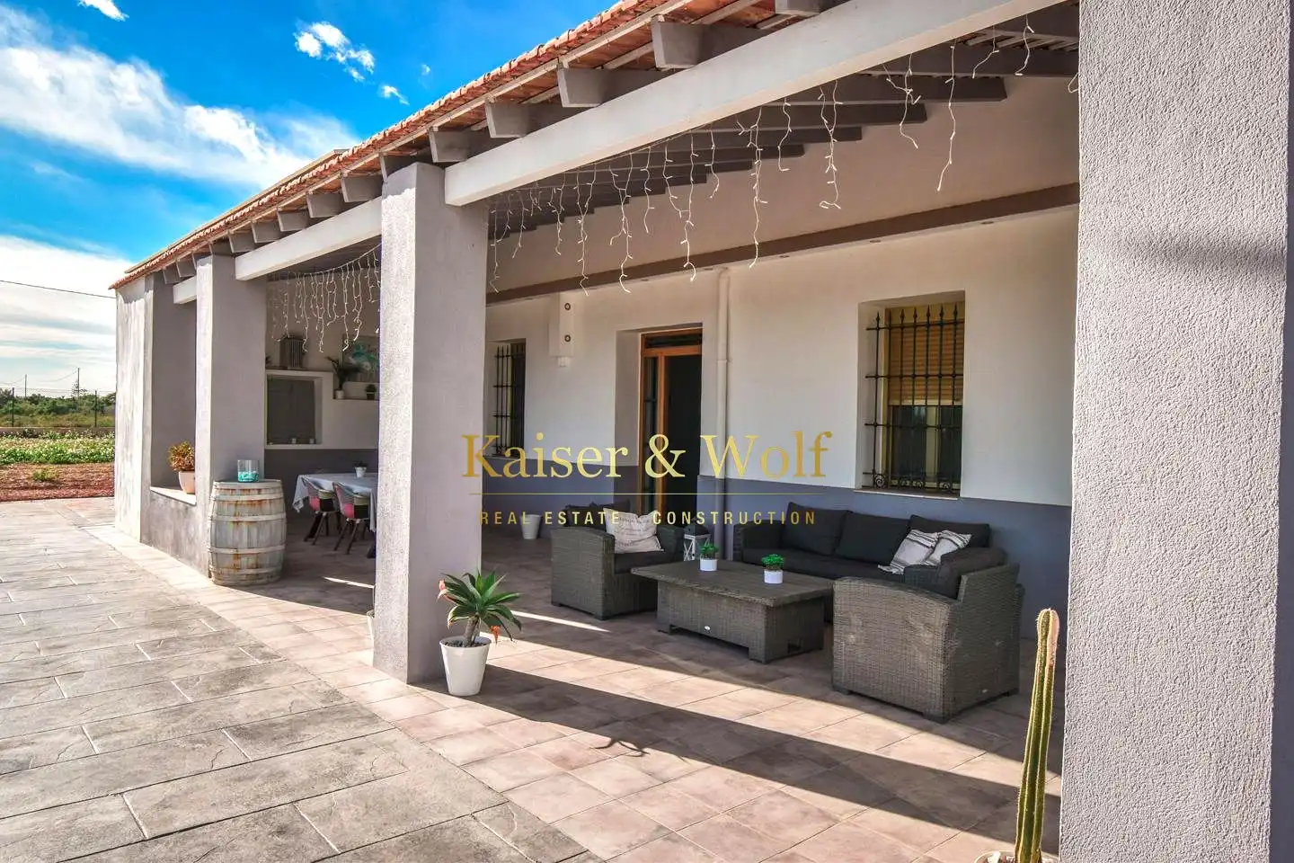 Terraza de Finca rústica en venta en Elche / Elx con Aire acondicionado y Jardín privado