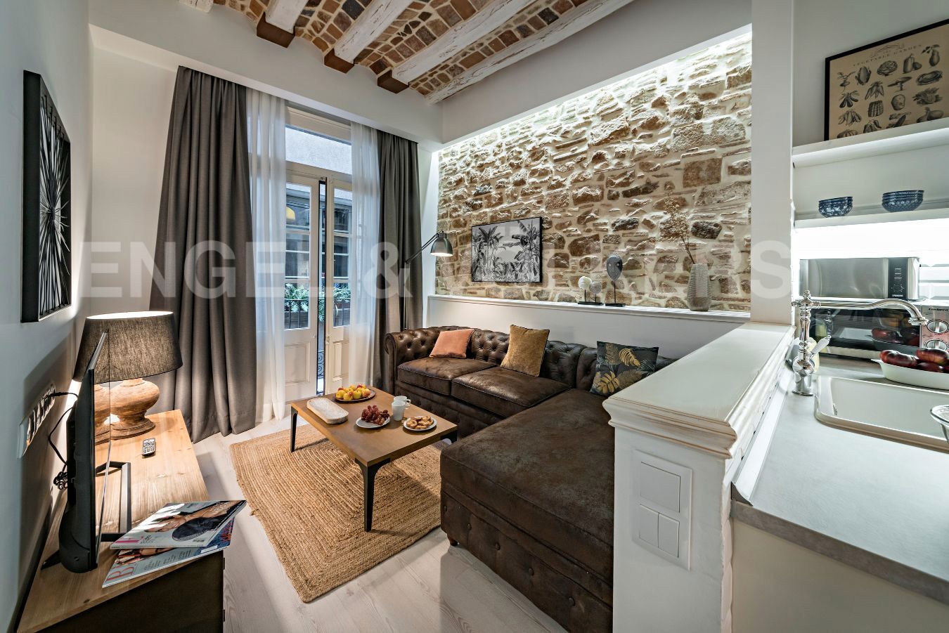 Sala d'estar de Apartament de lloguer en  Barcelona Capital amb Aire condicionat, Calefacció i Parquet