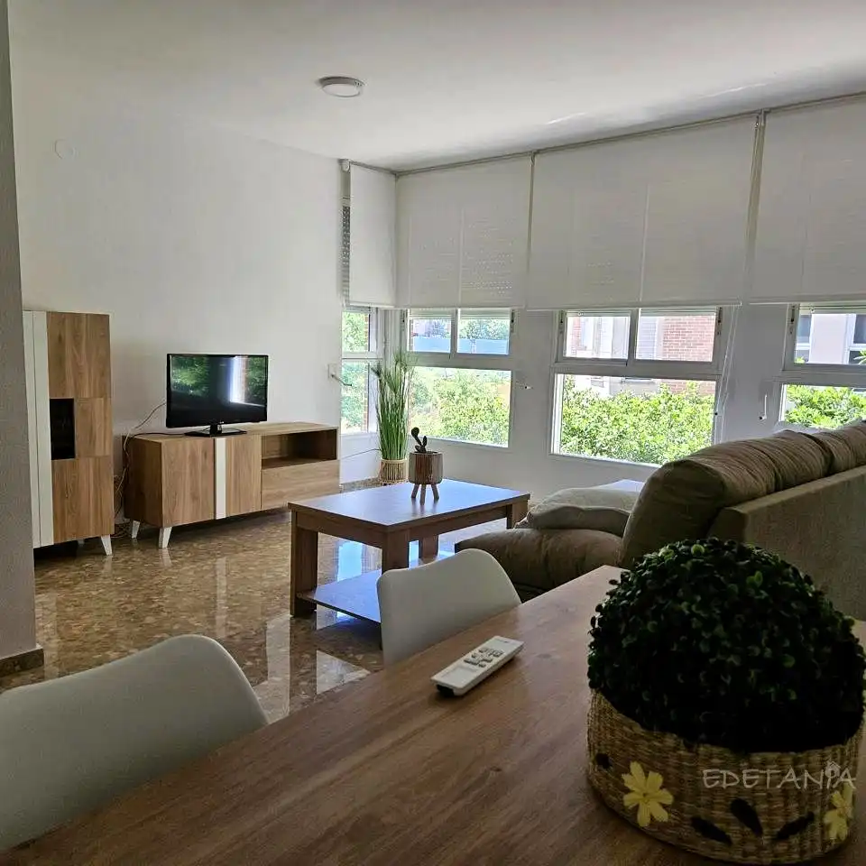 Sala d'estar de Pis de lloguer en Moncada amb Aire condicionat, Terrassa i Moblat