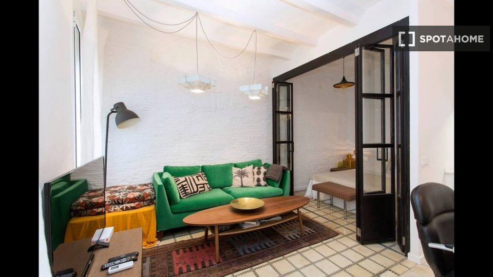 Sala d'estar de Pis de lloguer en  Barcelona Capital amb Aire condicionat, Calefacció i Moblat