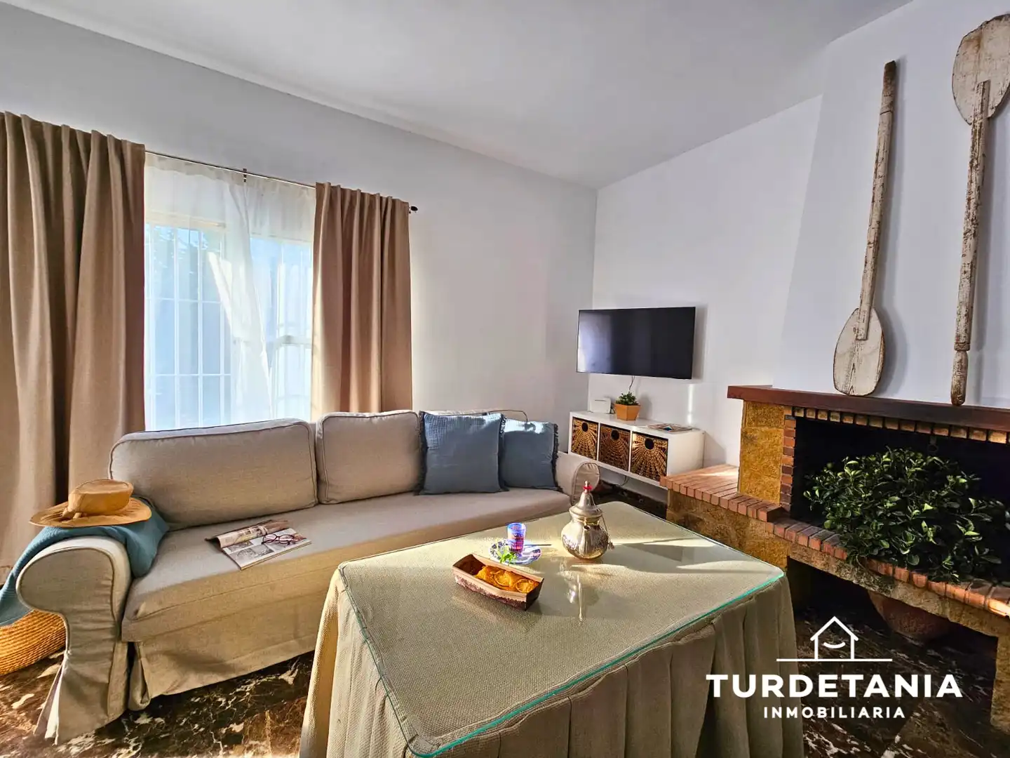 Sala de estar de Casa o chalet de alquiler en Chipiona con Aire acondicionado, Jardín privado y Amueblado