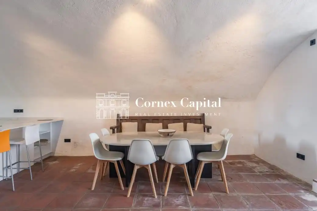 Esszimmer von Country house zur Miete in Rupià mit Klimaanlage, Heizung und Privatgarten