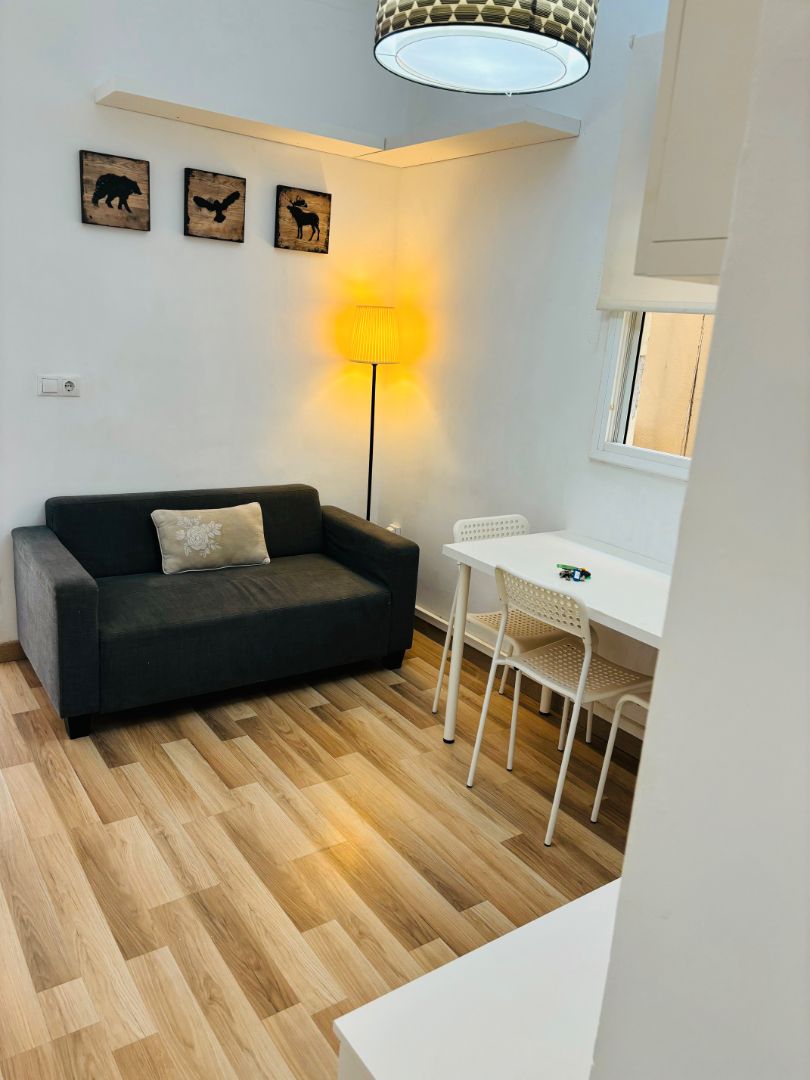 Sala d'estar de Pis de lloguer en L'Hospitalet de Llobregat amb Aire condicionat, Parquet i Moblat