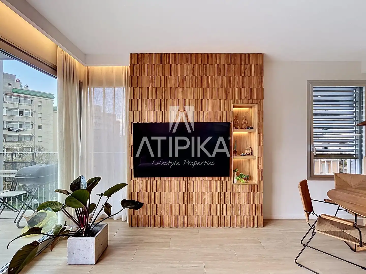 Living room of Flat for rent in Barcelona  with Air Conditioner, Parquet flooring and Terrace