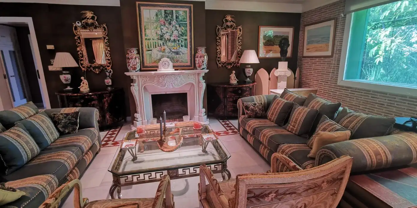 Sala d'estar de Casa o xalet en venda en Elche / Elx amb Aire condicionat, Jardí privat i Terrassa