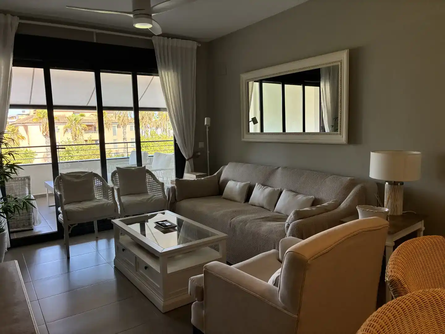 Wohnzimmer von Wohnung zur Miete in Jávea / Xàbia mit Klimaanlage, Terrasse und Schwimmbad