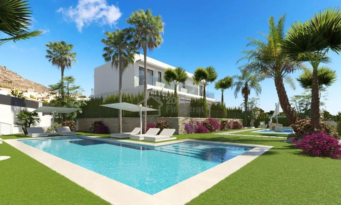 Jardí de Casa adosada en venda en Finestrat amb Jardí privat, Terrassa i Piscina comunitària