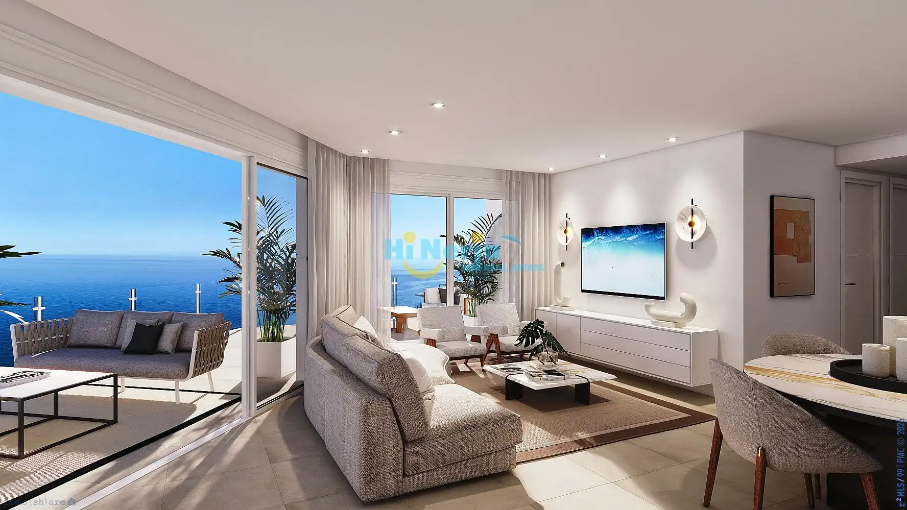 Wohnzimmer von Wohnung zum Verkauf in Nerja mit Privatgarten, Terrasse und Schwimmbad