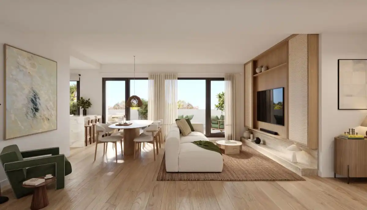 Sala d'estar de Apartament en venda en Alhaurín de la Torre amb Aire condicionat i Jardí privat