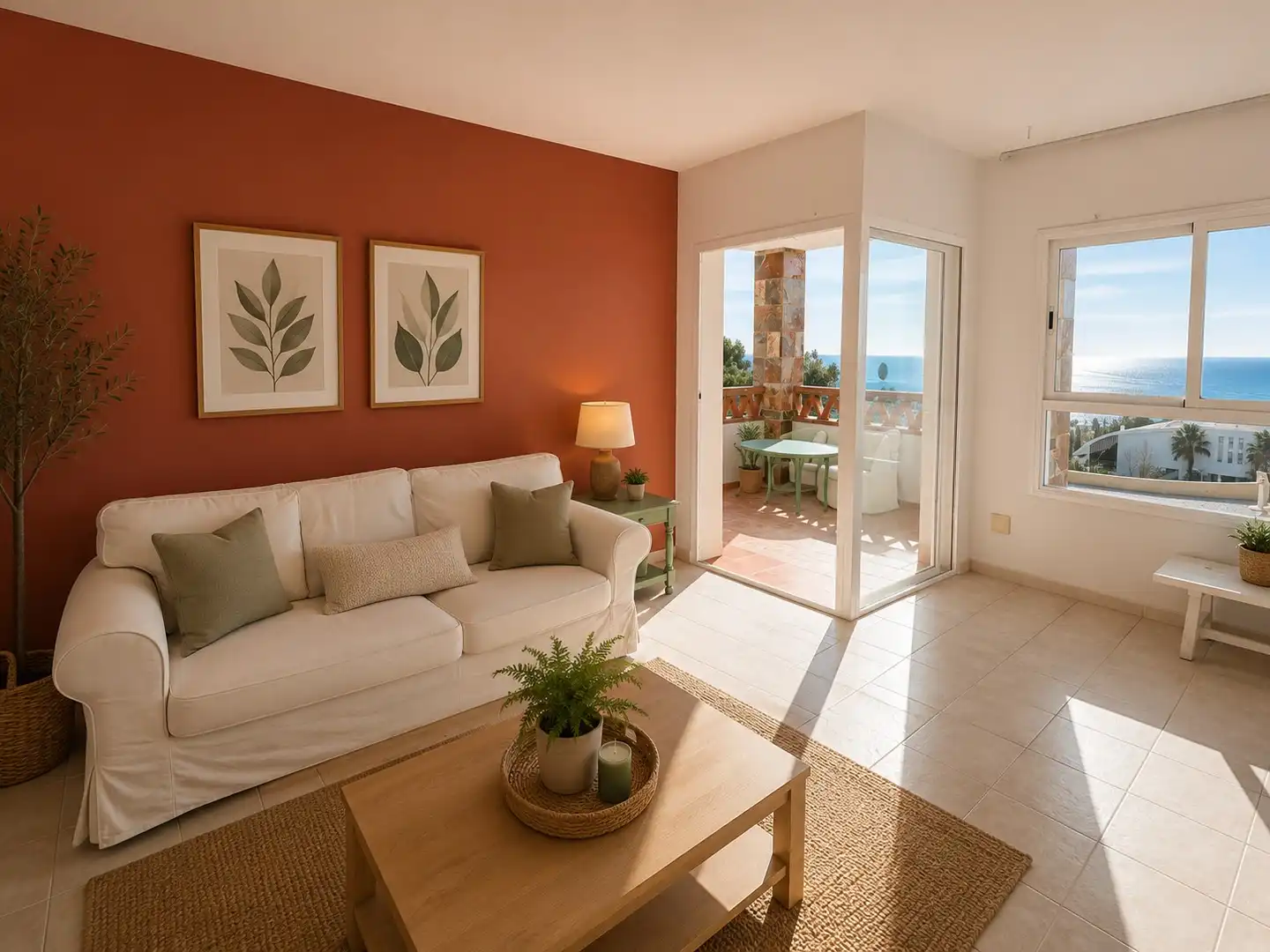 Sala d'estar de Pis en venda en Benalmádena amb Aire condicionat, Terrassa i Moblat