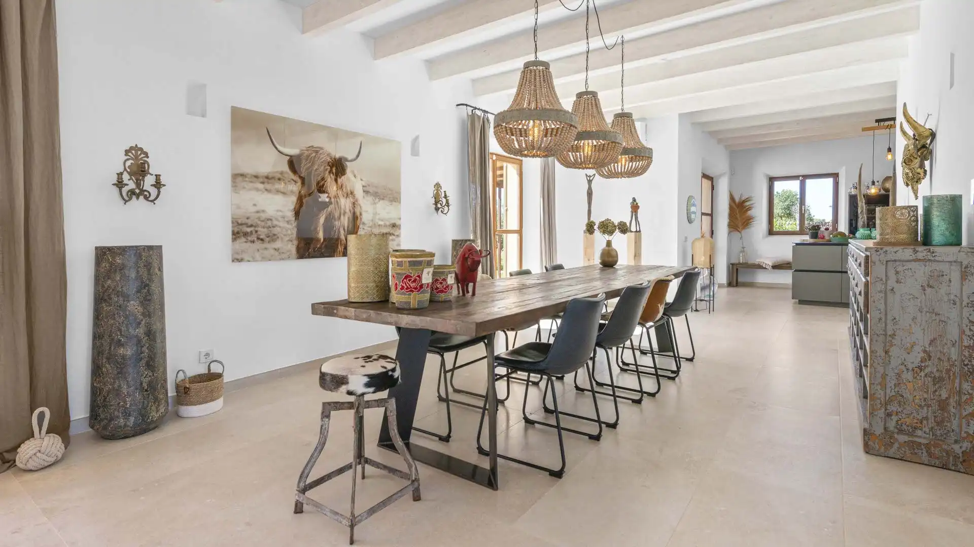 Dining room of Country homes for sale in Ses Salines  with Air Conditioner, Heating and Terrace