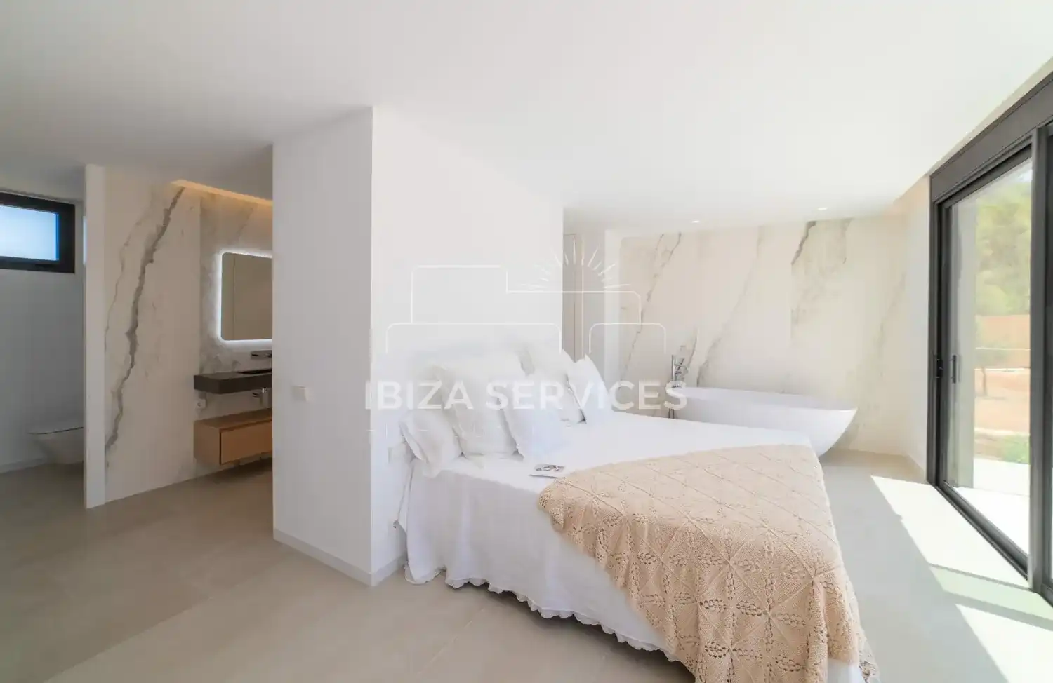 Dormitori de Casa o xalet de lloguer en Santa Eulària des Riu amb Aire condicionat, Jardí privat i Piscina