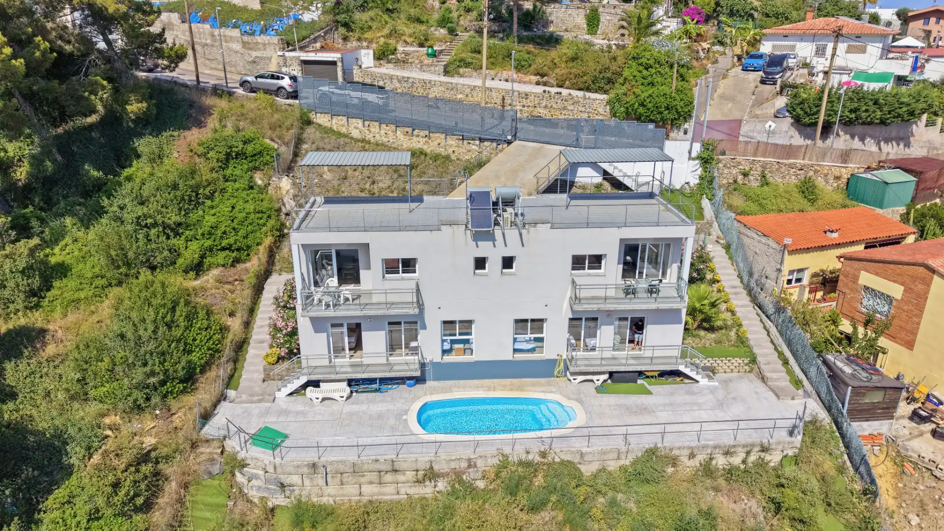 Außenansicht von Einfamilien-Reihenhaus zum Verkauf in Santa Susanna mit Klimaanlage, Privatgarten und Terrasse