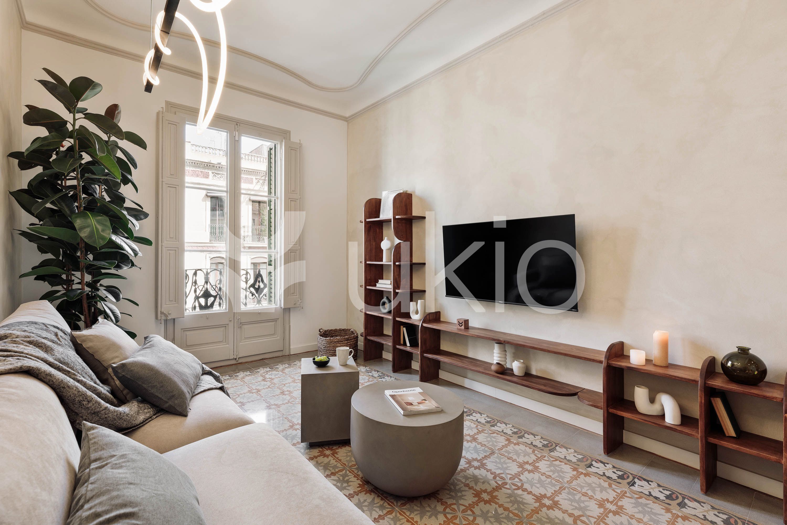 Sala d'estar de Apartament de lloguer en  Barcelona Capital amb Aire condicionat, Calefacció i Moblat