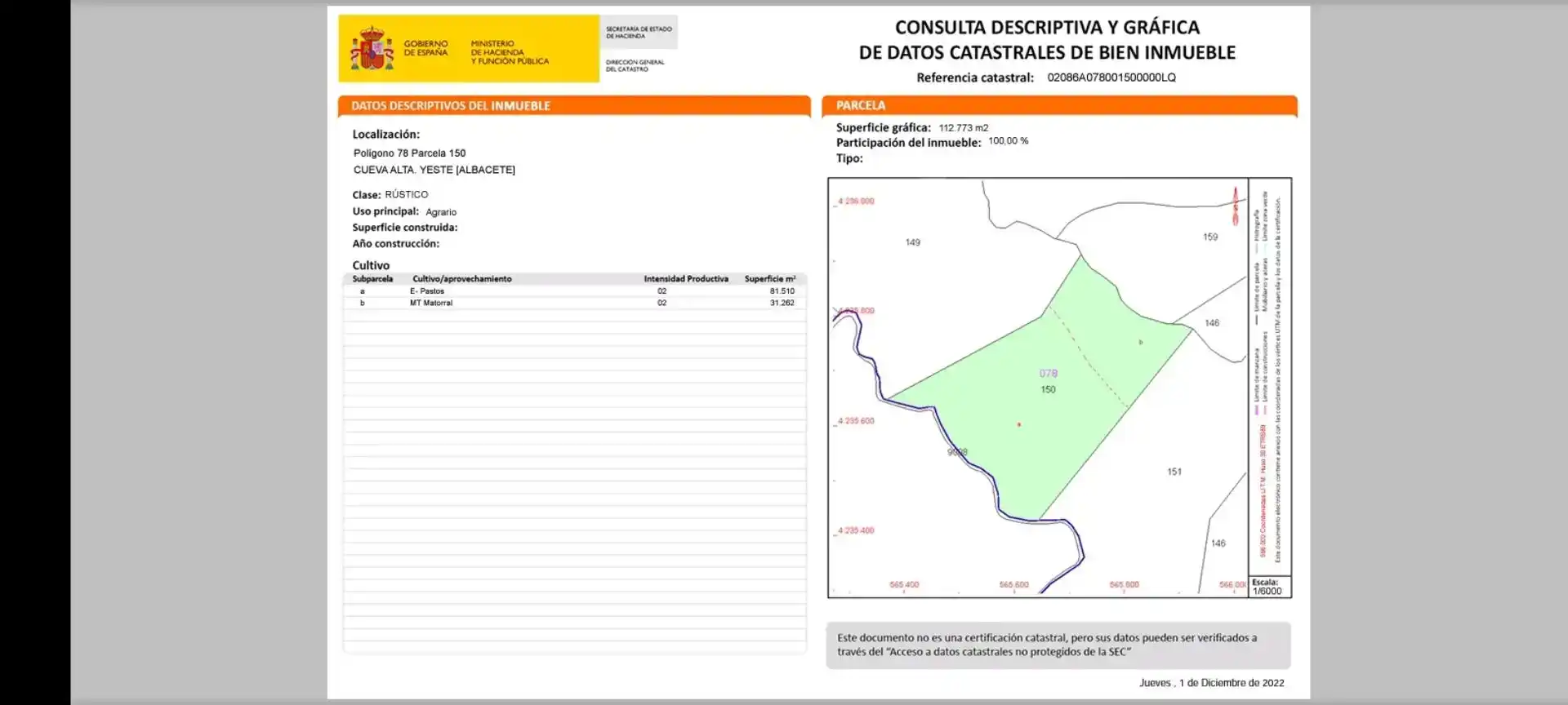 Terreno en venta en Yeste