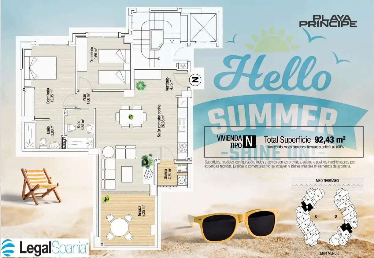 Apartamento en venta en La Manga del Mar Menor con Jardín privado, Terraza y Piscina