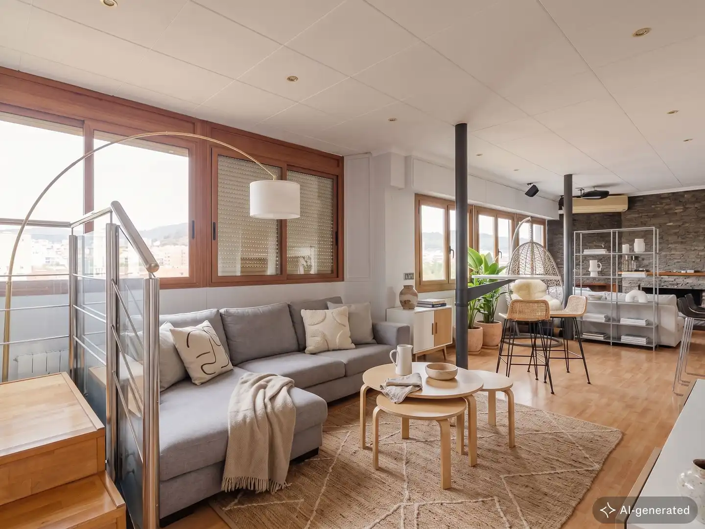 Wohnzimmer von Dachboden zum Verkauf in Barcelona mit Klimaanlage, Heizung und Terrasse