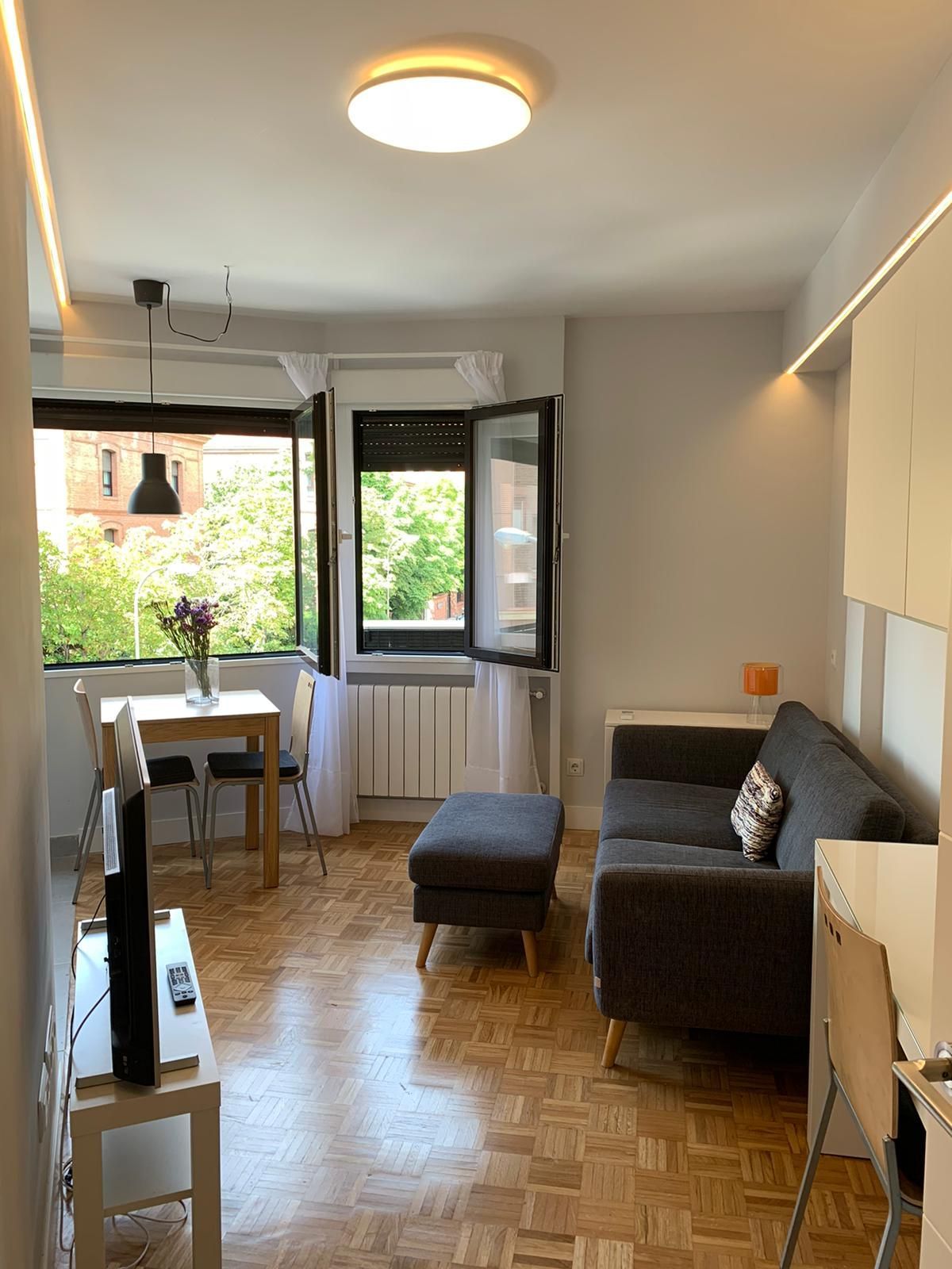 Living room of Flat to rent in  Madrid Capital  with Air Conditioner, Heating and Parquet flooring