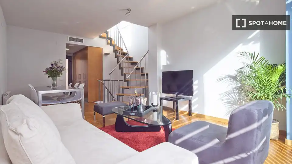 Sala de estar de Apartamento para compartir en Barcelona con Aire acondicionado, Calefacción y Terraza