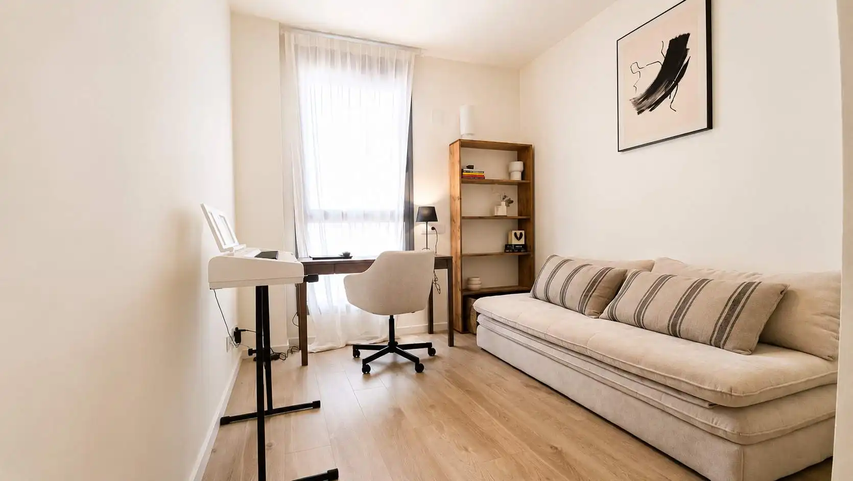 Schlafzimmer von Wohnung zur Miete in Badalona mit Klimaanlage, Terrasse und Möbliert