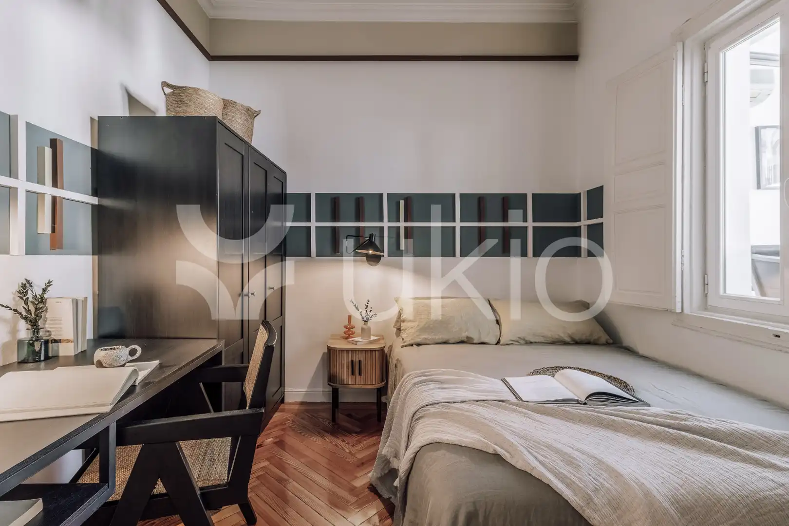 Schlafzimmer von Wohnungen zur Miete in Madrid mit Klimaanlage, Heizung und Terrasse