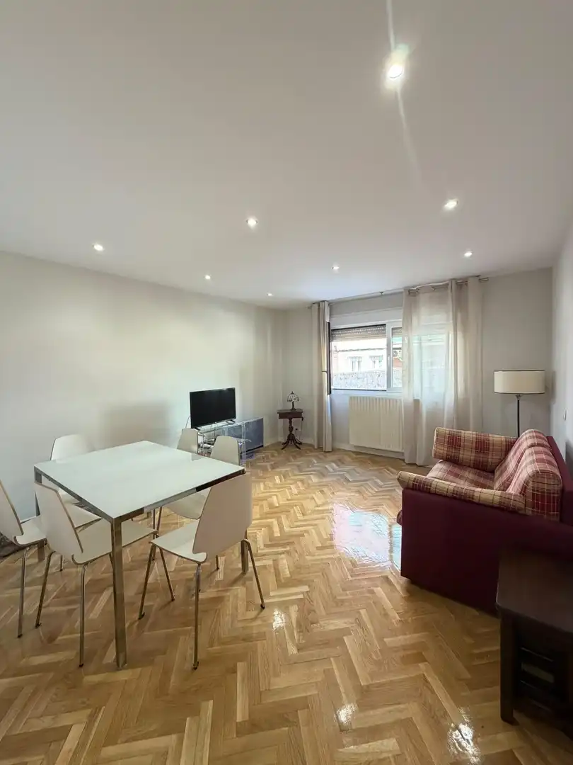 Wohnzimmer von Wohnung zur Miete in Madrid mit Heizung, Privatgarten und Parkett