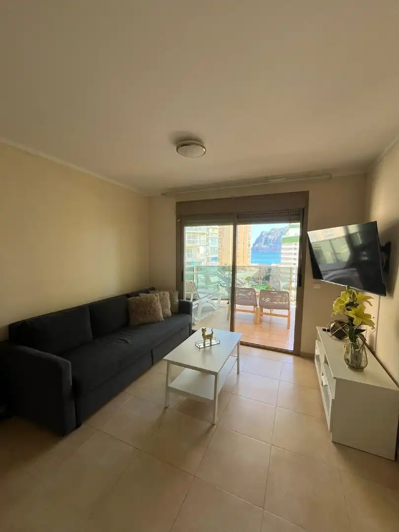 Sala d'estar de Apartament en venda en Calpe / Calp amb Aire condicionat, Calefacció i Terrassa