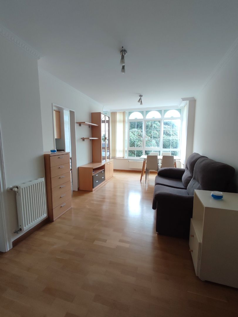 Sala d'estar de Apartament en venda en A Coruña Capital  amb Calefacció, Parquet i Moblat