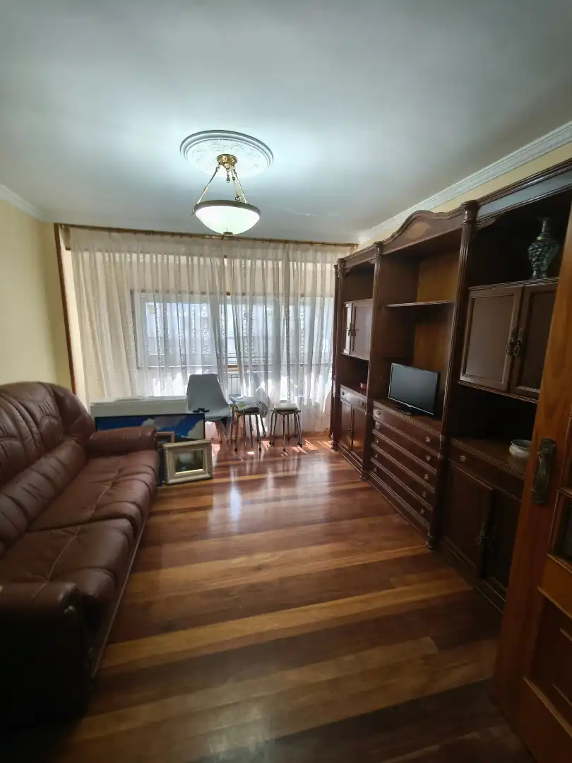 Sala d'estar de Pis de lloguer en Santiago de Compostela  amb Calefacció, Parquet i Moblat