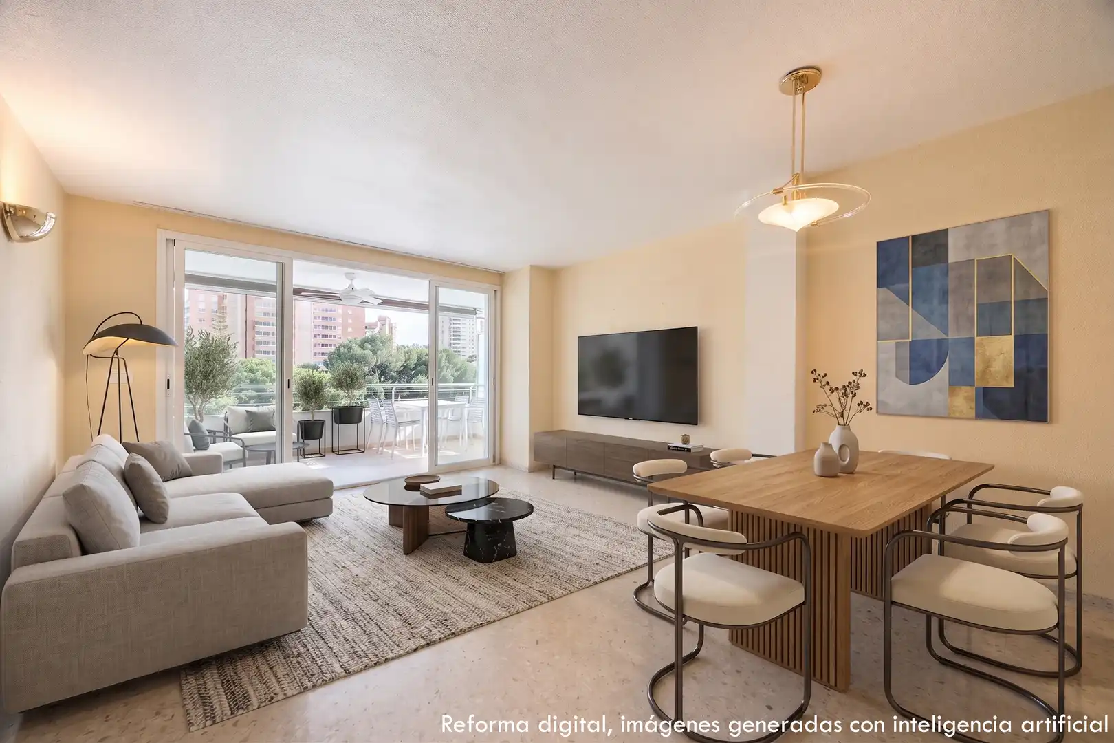 Sala de estar de Piso en venta en Benidorm con Piscina, Amueblado y Piscina comunitaria