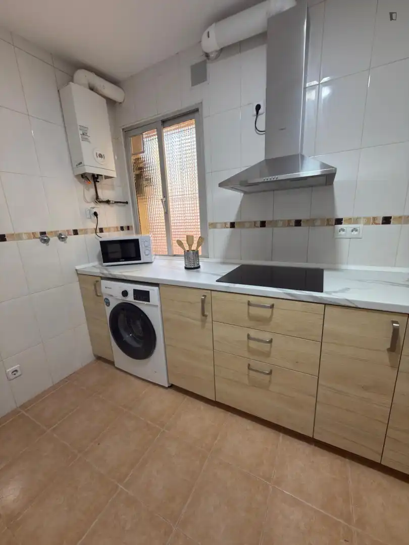 Kitchen of Apartments for share in Madrid  with Heating, Furnished and Washing machine