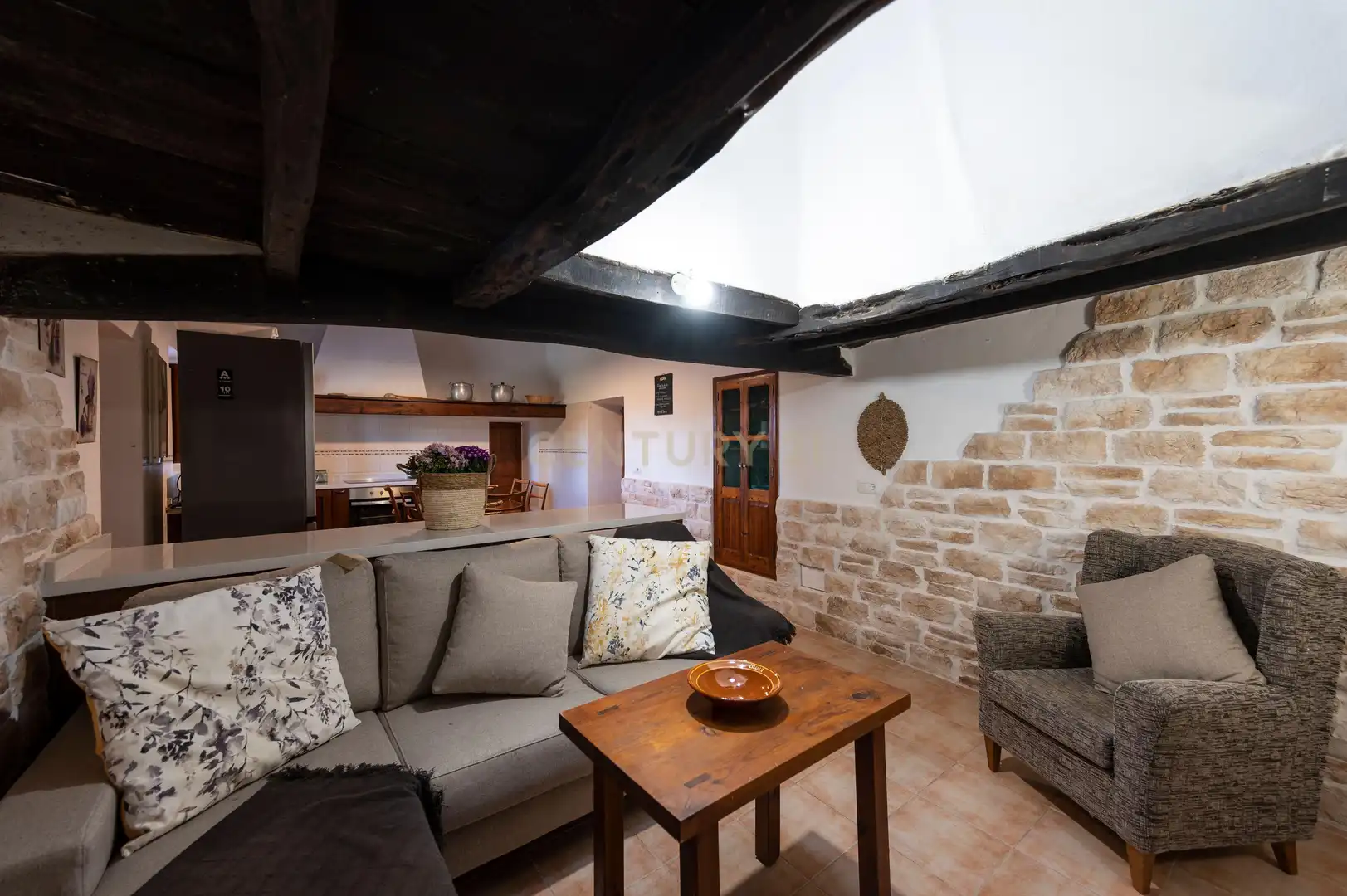 Wohnzimmer von Haus oder Chalet zur Miete in Sant Josep de sa Talaia mit Klimaanlage, Privatgarten und Möbliert