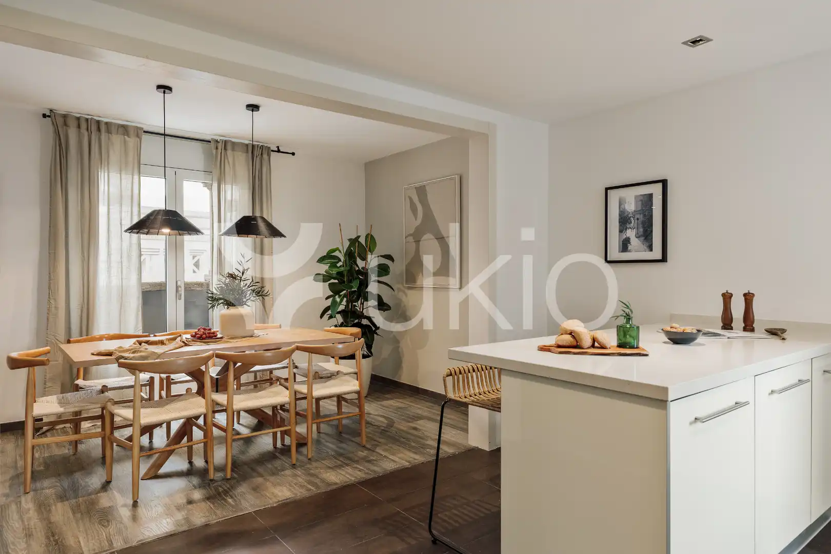 Cocina de Apartamento de alquiler en Barcelona con Aire acondicionado, Calefacción y Terraza