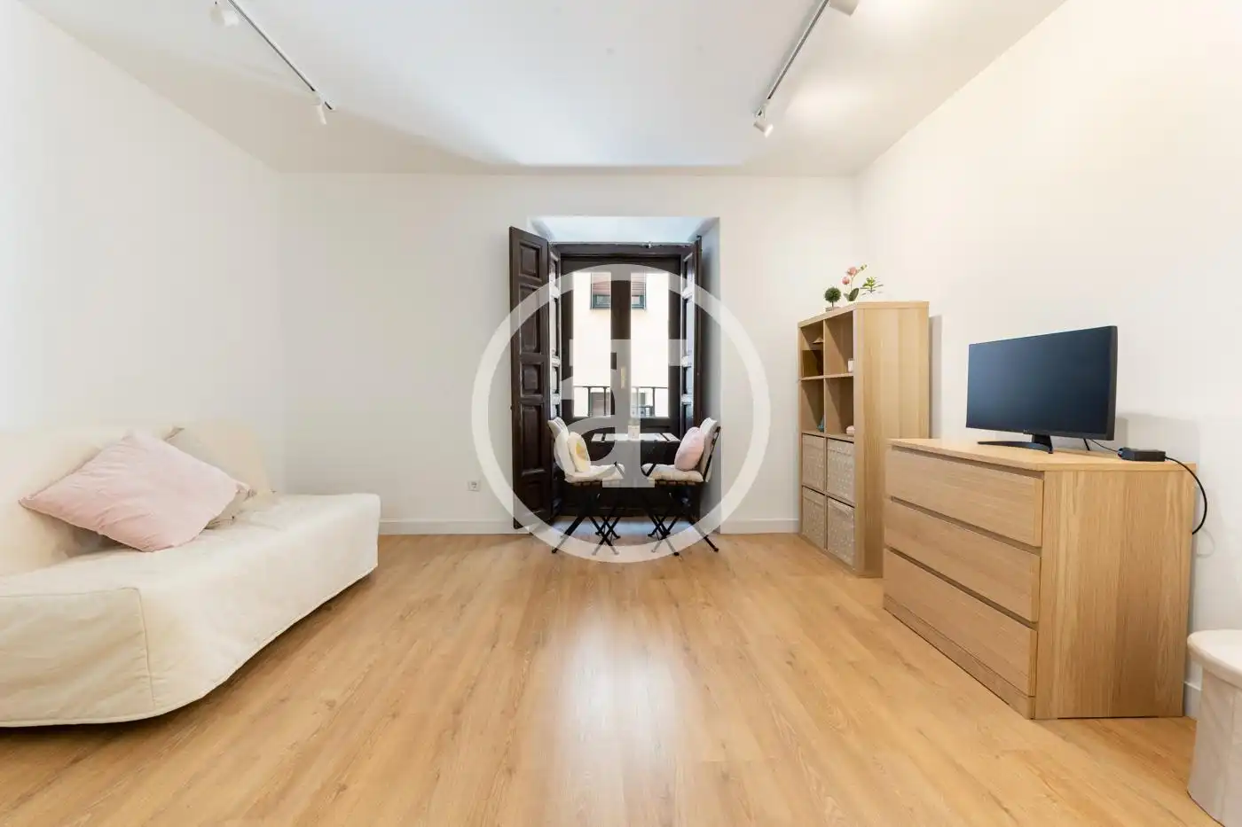 Sala d'estar de Estudi de lloguer en Madrid amb Aire condicionat, Calefacció i Moblat