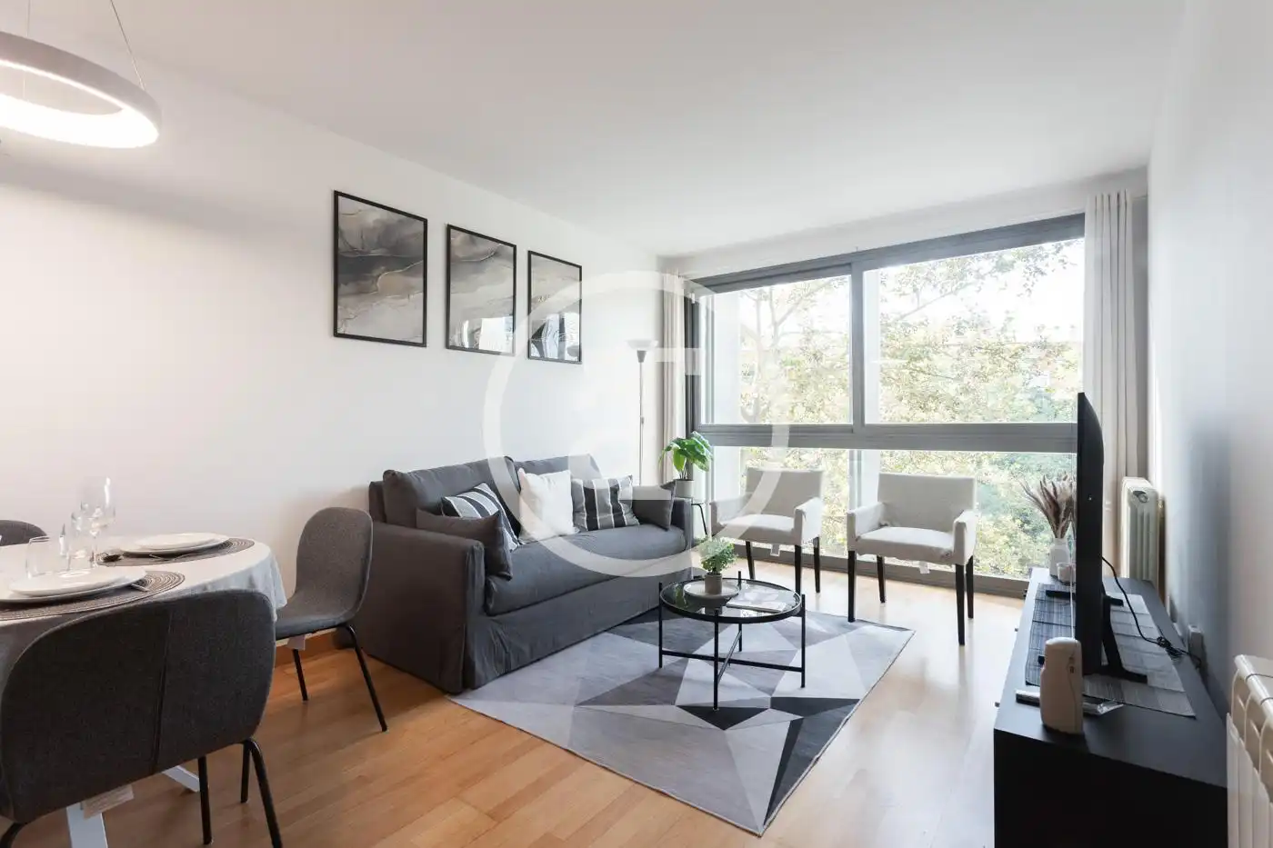 Sala de estar de Piso de alquiler en  Barcelona Capital con Aire acondicionado, Calefacción y Amueblado