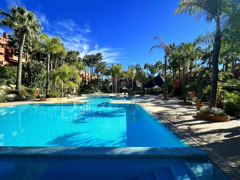 Swimming pool of Attic for rent in Marbella  with Air Conditioner, Terrace and Storage room
