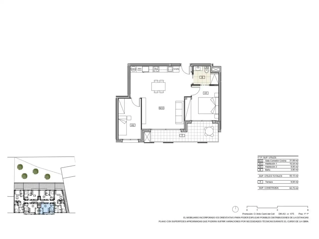 Wohnung zum Verkauf in Tona mit Klimaanlage, Heizung und Terrasse
