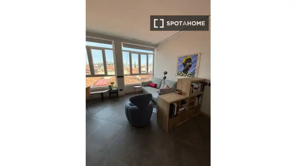 Sala de estar de Apartamento para compartir en Madrid con Aire acondicionado, Calefacción y Terraza