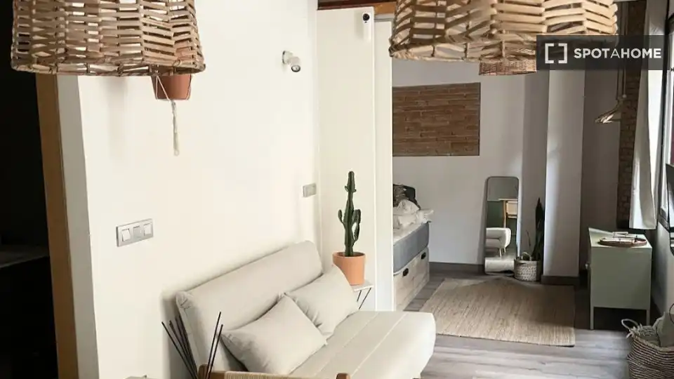 Sala de estar de Piso de alquiler en Barcelona con Aire acondicionado, Calefacción y Amueblado