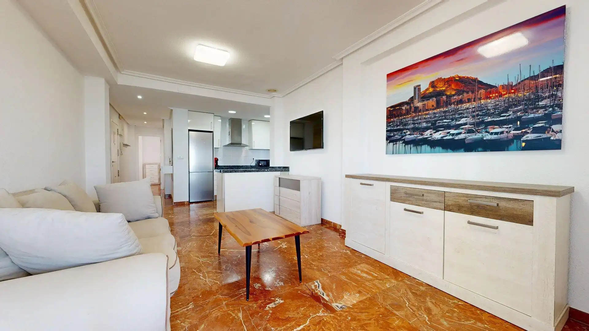 Sala d'estar de Apartament de lloguer en Elche / Elx amb Aire condicionat, Jardí privat i Terrassa