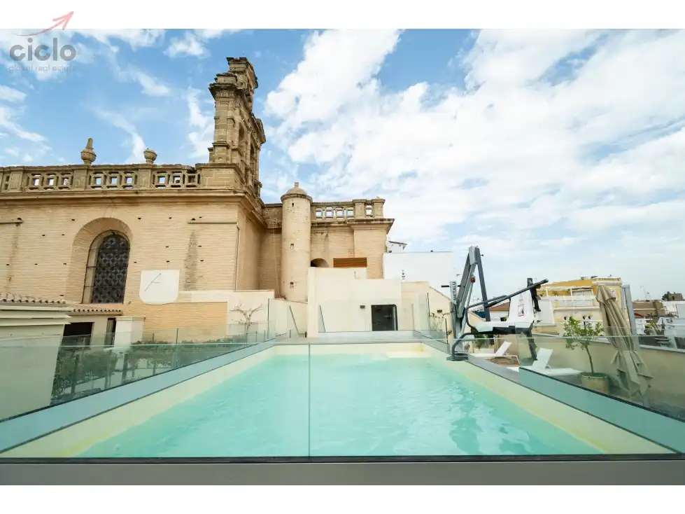 Piscina de Piso de alquiler en Sevilla con Terraza, Piscina y Amueblado