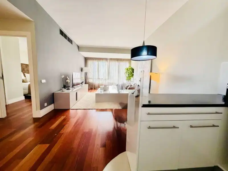 Living room of Apartments for rent in Madrid  with Air Conditioner, Private garden and Parquet flooring