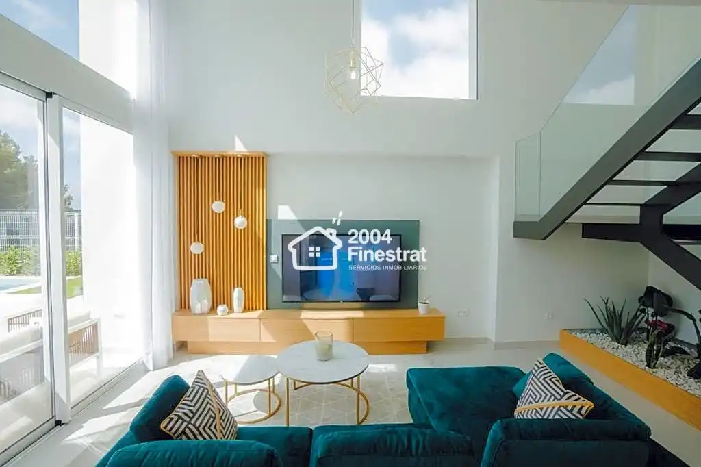 Living room of Houses for sale in Finestrat  with Private garden, Terrace and Swimming Pool