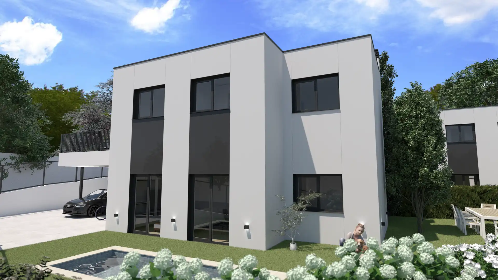 Vista exterior de Casa o xalet en venda en Vigo  amb Jardí privat, Terrassa i Piscina